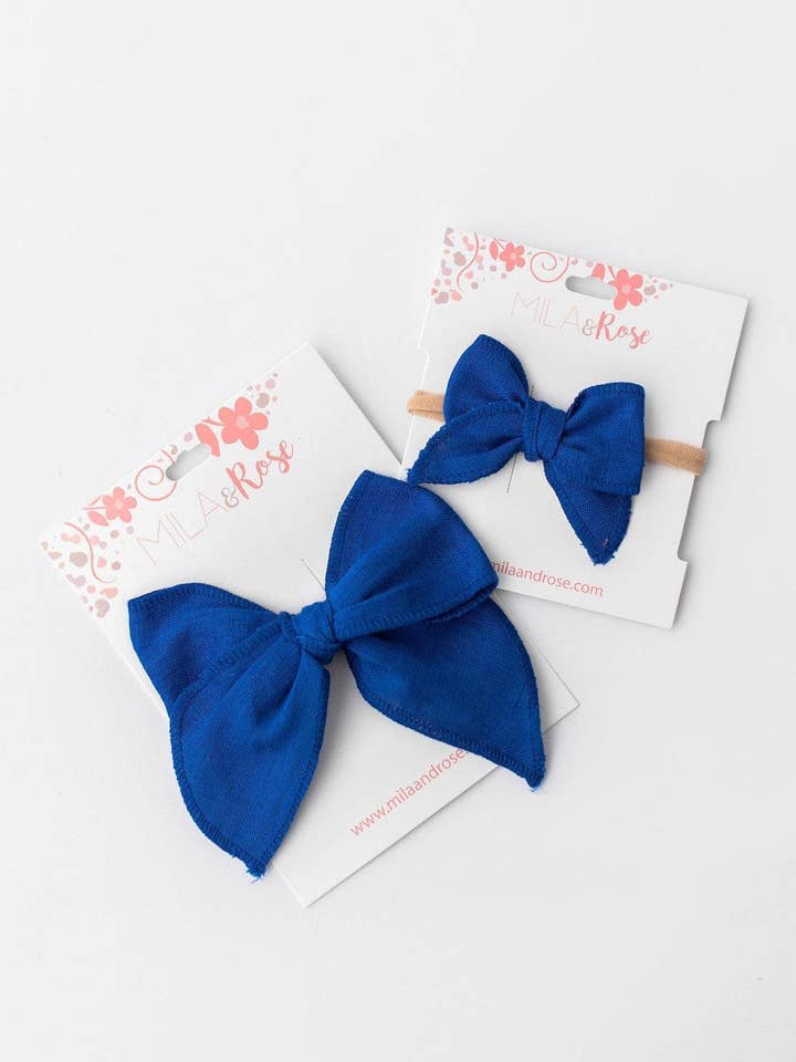 Classic Hair Bow - Royal Blue for wholesale by Mila & Rose