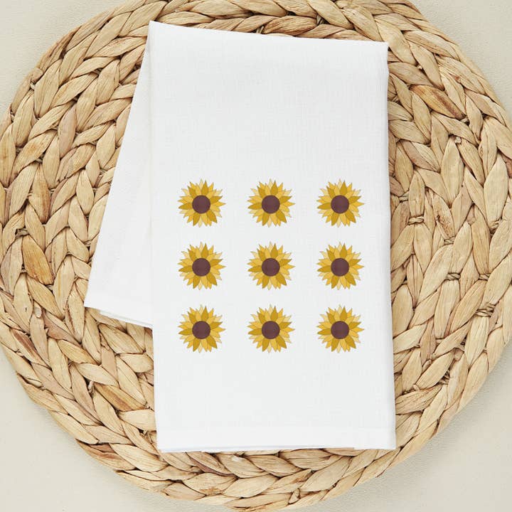 Sunflower9 paint-by-number tea towel kit for wholesale by Green Stitches
