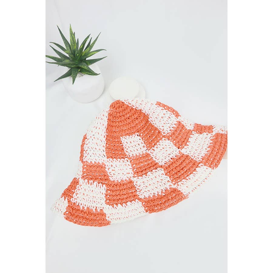 Love and Repeat - Wholesale Bucket Hat - Women's - Crochet Checker Bucket Hat3