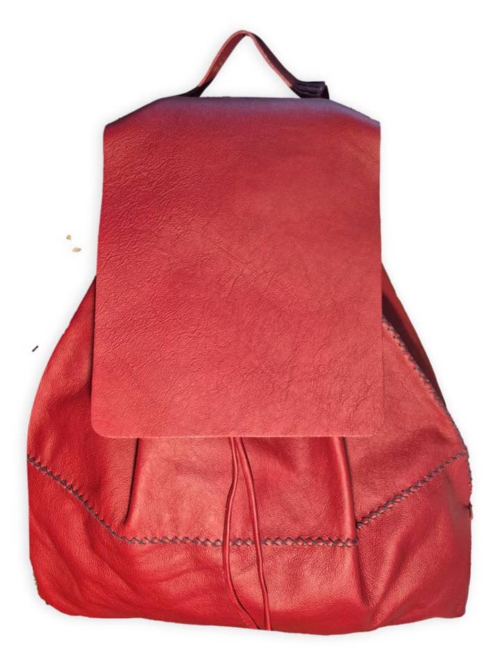 Bay Ridge rygsæk | rød genanvendt læder for engroshandel hos VOLTA ATELIER