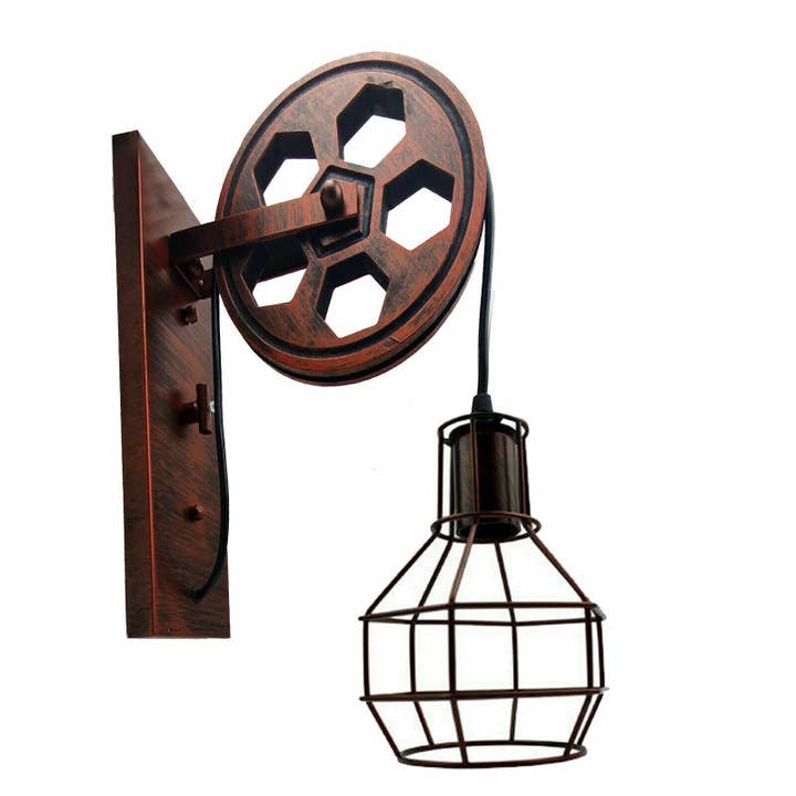 Ledsone – wholesale Chandelier/hanging light – Vintage Industrial Wall Light E27 Fitting Pulley Wheel Wall Lamp~22312