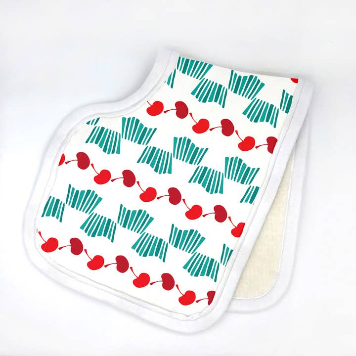 Cheerful Cherries Organic Cotton Burp Cloth for wholesale by Sunny Day Designs