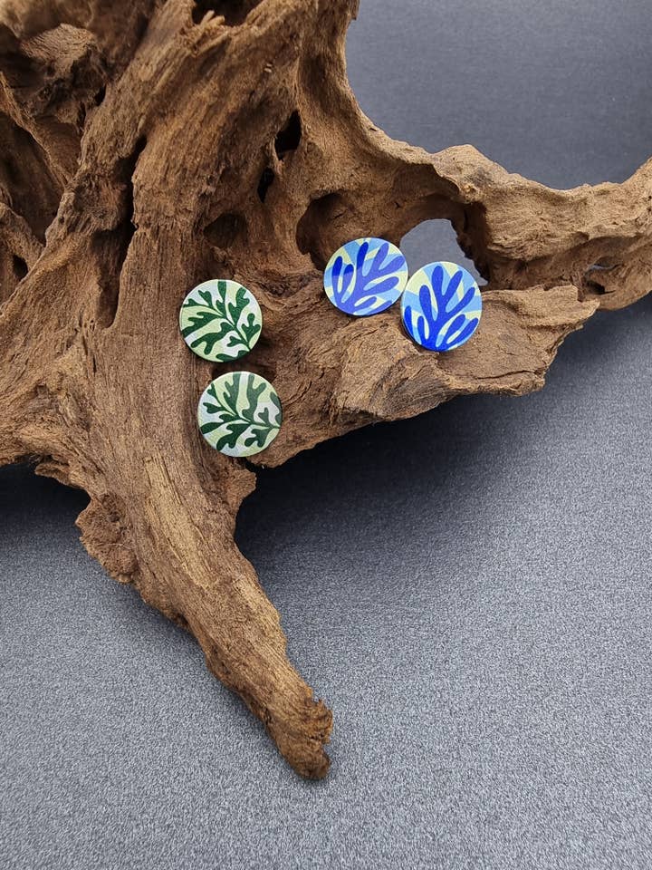 SEASCAPE – Seaweed stud earrings for wholesale by erin.k creative studio