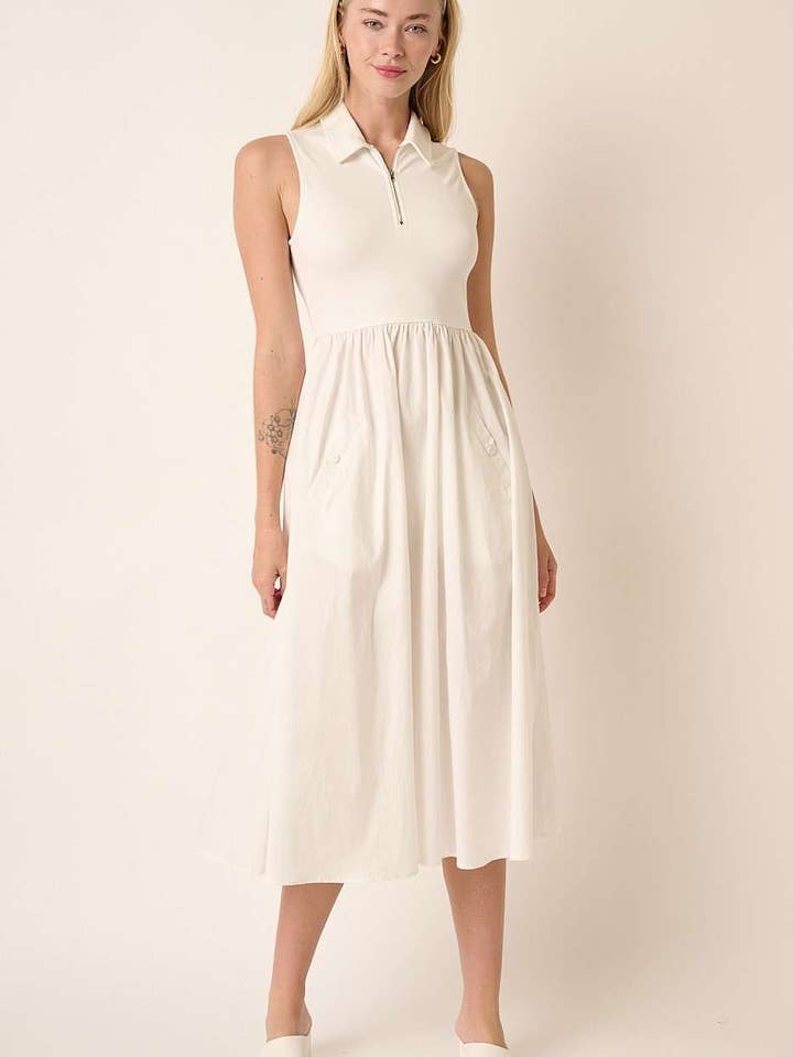 mittoshop – wholesale Klänning - Dam – MIX MEDIA DRAGKEDJA ÄRMLÖS MIDIKLÄNNING6