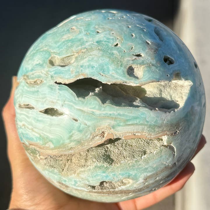 120 MM BLUE ARAGONITE SPHERE PAKISTAN for wholesale by Metaphysical & Healing Crystals