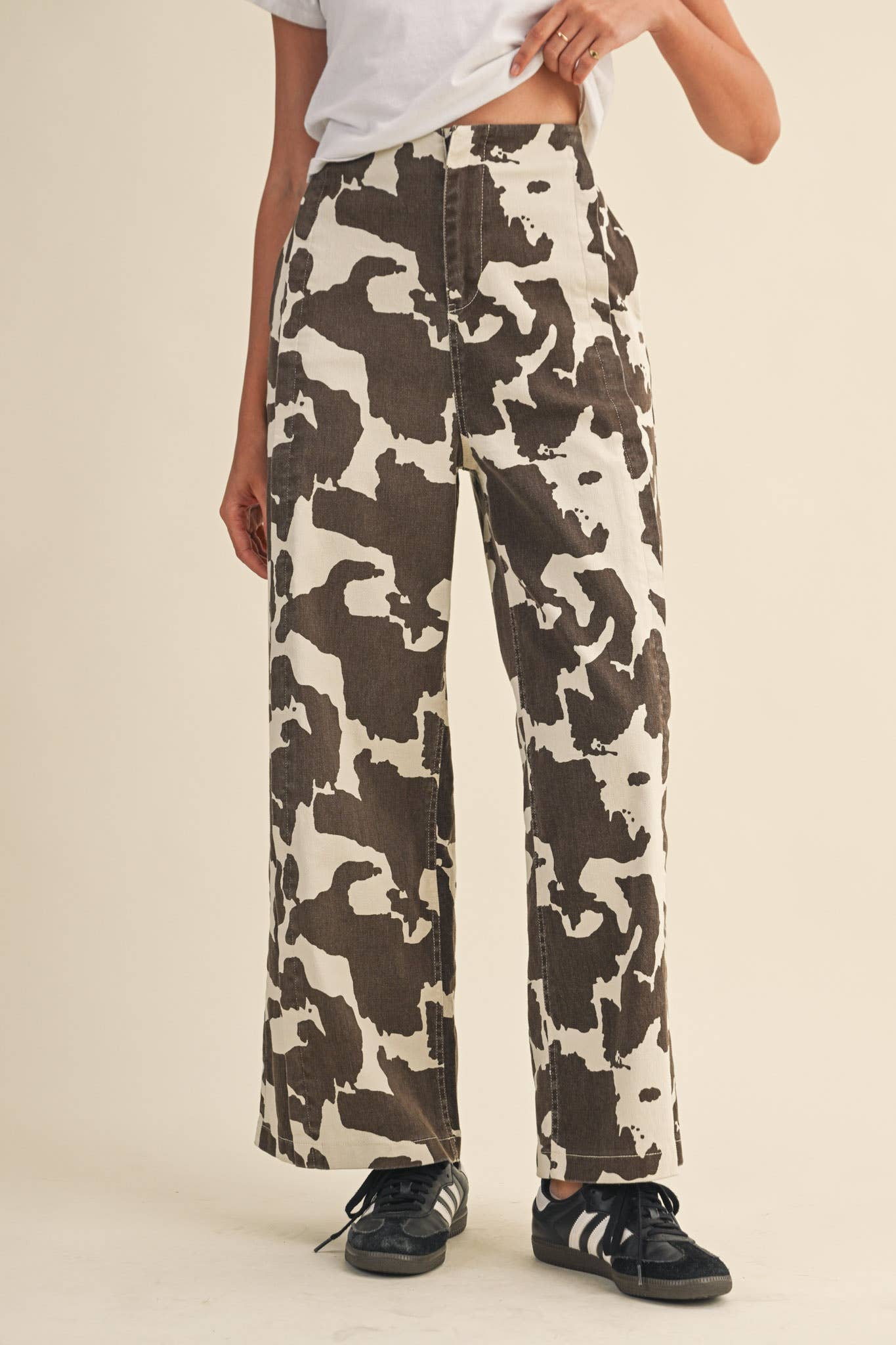 COW PRINT HIGH WAIST WIDE LEG PANTS MP4105 for wholesale on Faire3