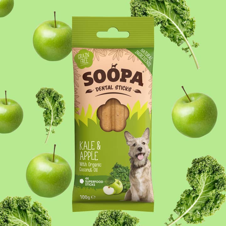 Kale & Apple Dog Dental Sticks for wholesale by Soopa Europe