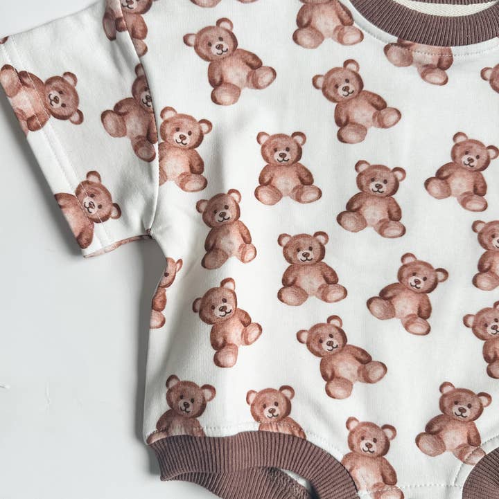 Addie Joy company - Wholesale Bodysuit (Non-Footed) - Baby - Oversized T-shirt Bubble Romper- Teddy Bear0