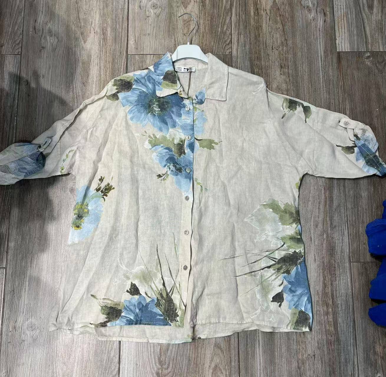 LÉA & LUC - Wholesale Dress - Women's - Floral print shirt in 100% Linen REF. 20090/520