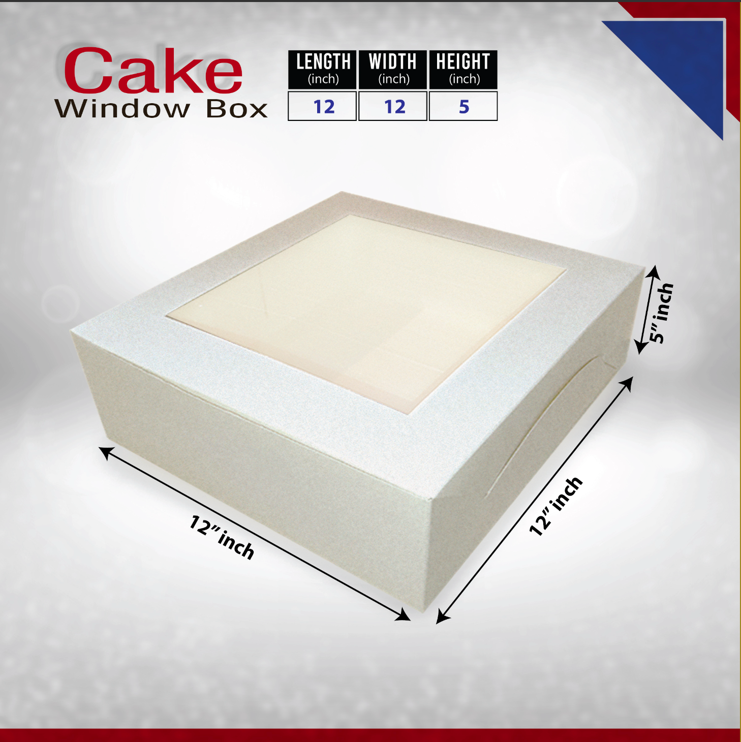 Tennessee IMPEX - Wholesale Cake Stand - 25-Pack Premium Cake Boxes with Clear Window | Durable Bleach Board Take-Out Packaging for Cakes, Cupcakes, Pies, Donuts & Treats – Large (12x12x5"), Medium (10x10x4"), Small (8.5x8.5x3") Sizes1