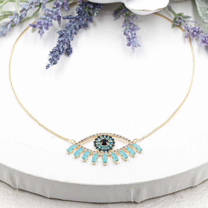 Cherie by Cherie – Großhandel Kette mit Anhänger/Charm – Türkis Evil Eye Halskette1