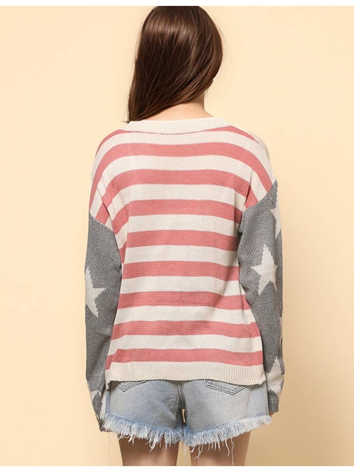 Picture Color Ladies The Stars and The Stripes Pullover Sweater SKT4748 for wholesale on Faire