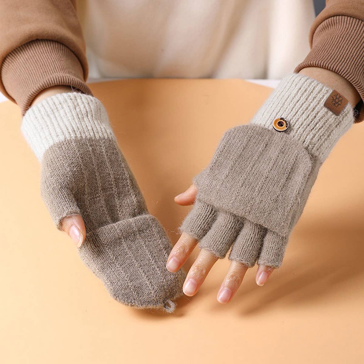 ACCITY - Wholesale Gloves - Women's - WINTER WOMEN'S HALF FINGER FLAP KNIT GLOVES_CWAG038412
