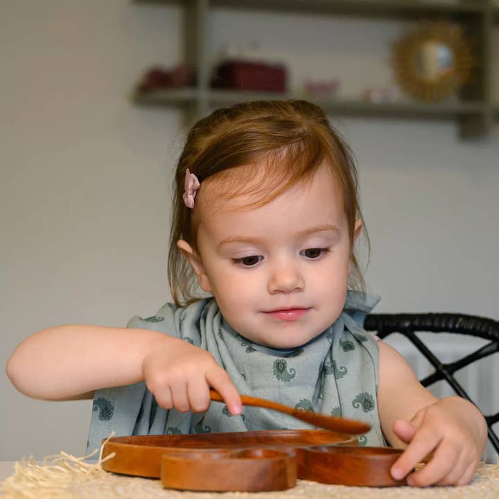 Khaya Woodware - Vente Assiette – enfant et bébé - Assiette pour enfants en bois de Khaya - Lapin - Écologique - Fait main