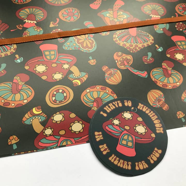 Hippie Mushrooms Gift Wrapping Paper for wholesale by Stan and Gwyn