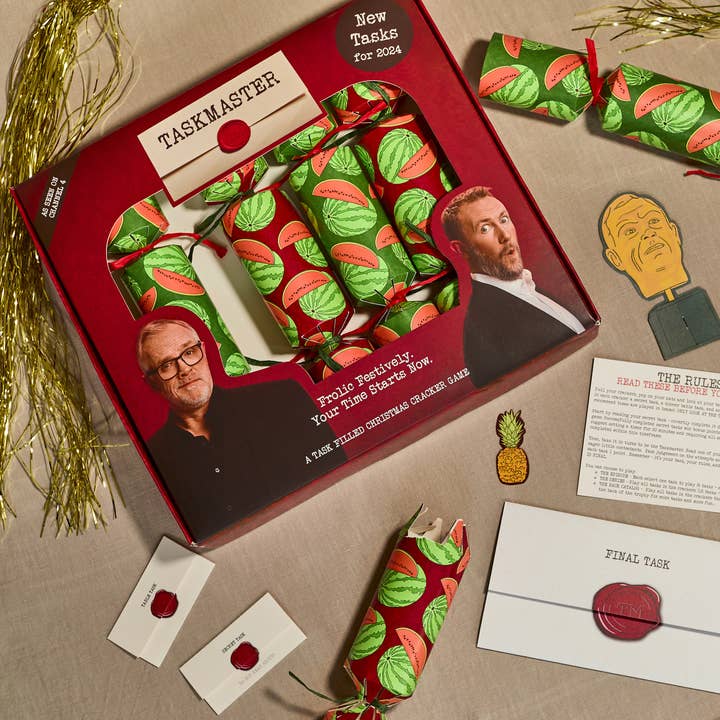 Puzzle Post Games - Wholesale Card Game - Official Taskmaster 2024 Christmas Crackers - Set of 6