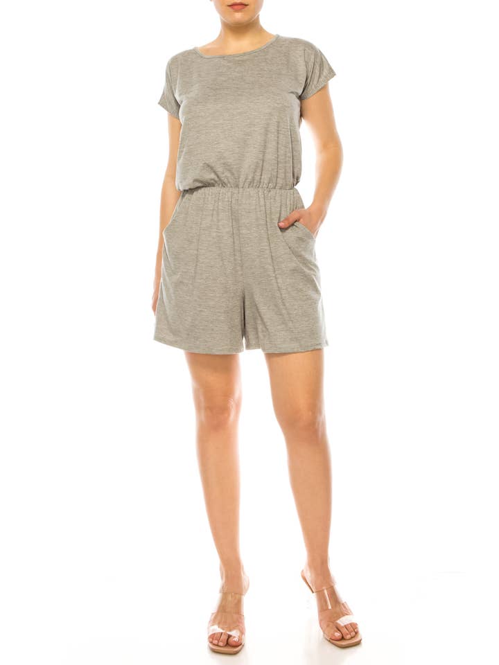 MOA COLLECTION - Wholesale Lounge Romper - Women's - Soft Short Sleeve Romper for Women with Tie Back and Pockets21