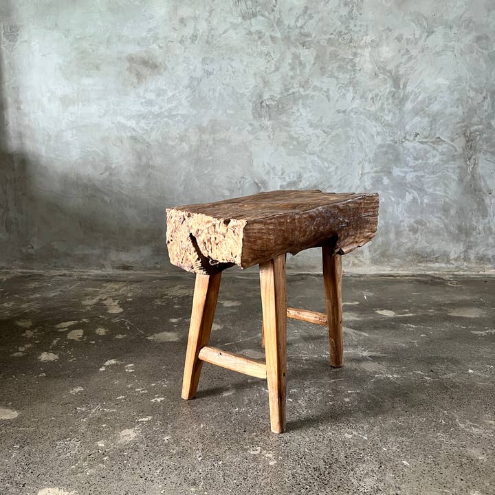 Office Objets - Wholesale Bench - Small organic bench in blonde Asian teak with four legs - Sepuluh40