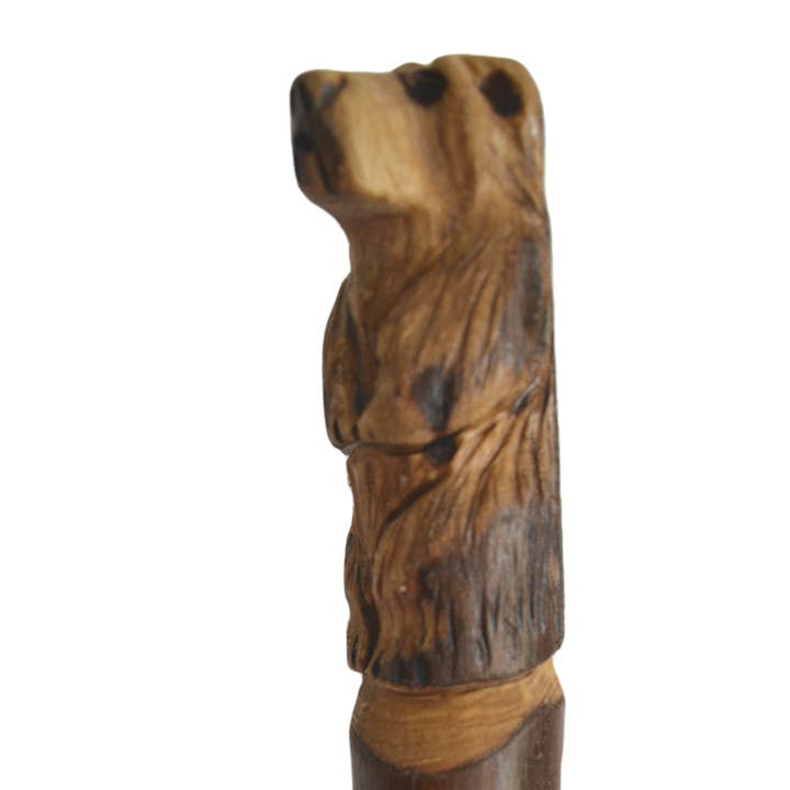 Creation Carvings LLC – wholesale Fitness equipment – Hand Carved Walking Stick, Bear Walking Stick - Grizzly Carving - Bear Stick - Hiking - Dark Wood1