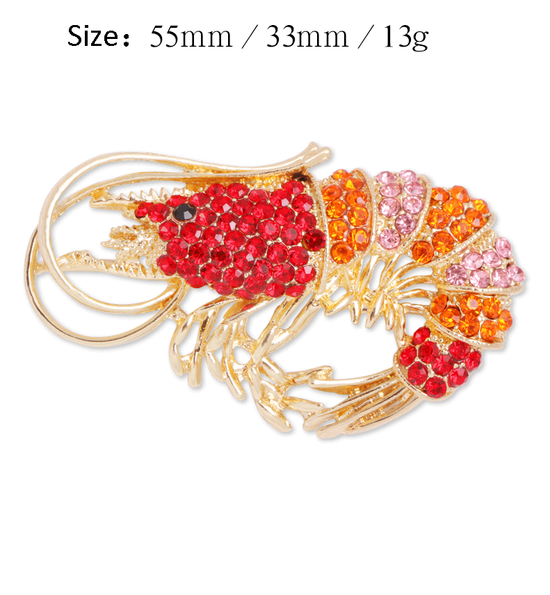 Red Shrimp Rhinestone Brooch PA3514 for wholesale on Faire1