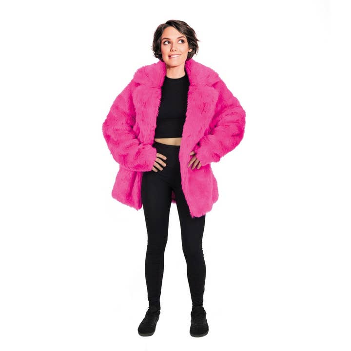 VESTE FOURRURE ROSE FLUO TAILLE XL pour la vente par Party Pro