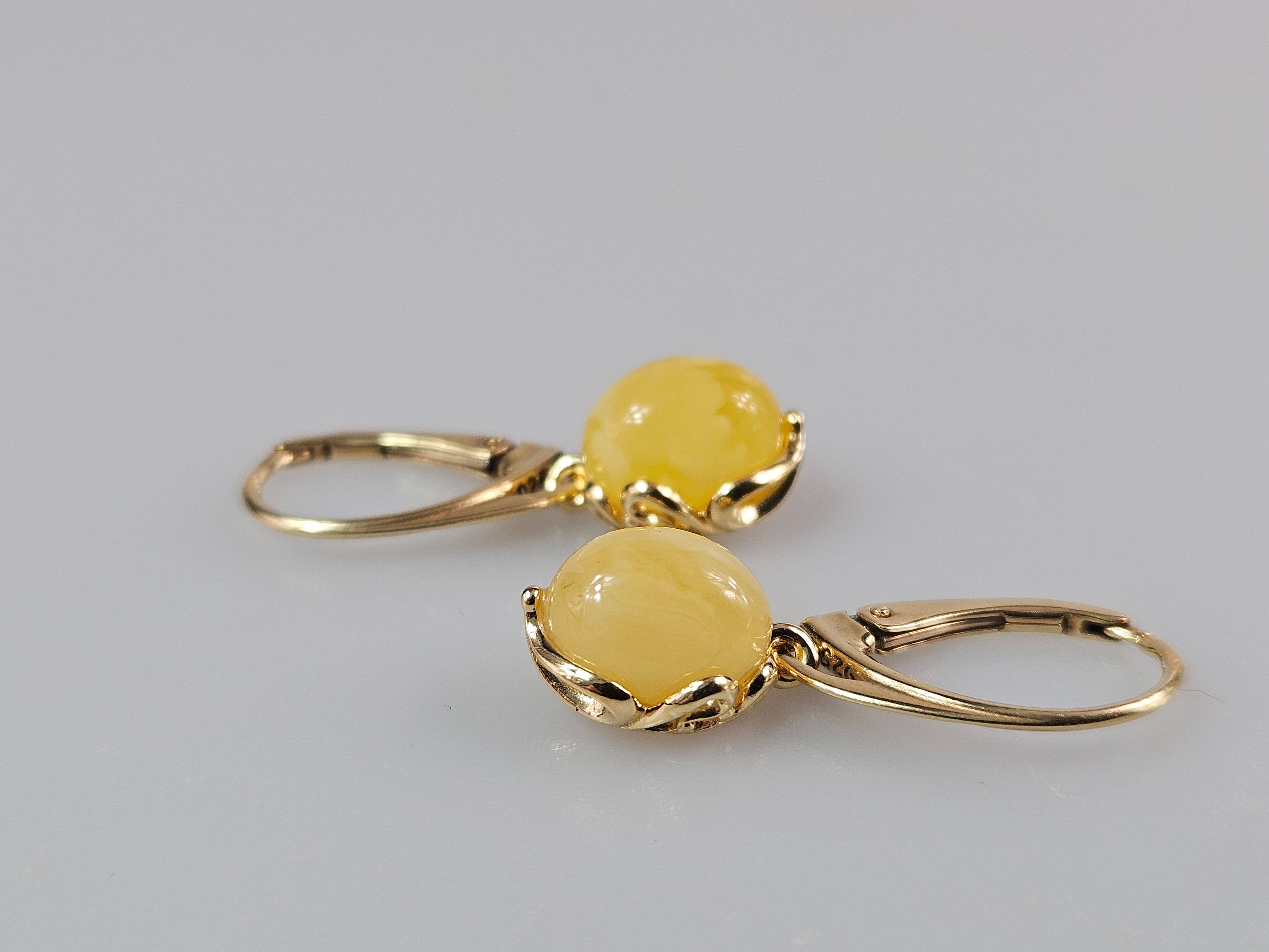 AmberLithuania - Wholesale Dangle Earrings - White Baltic amber Earrings Gift for women Gold jewellery6