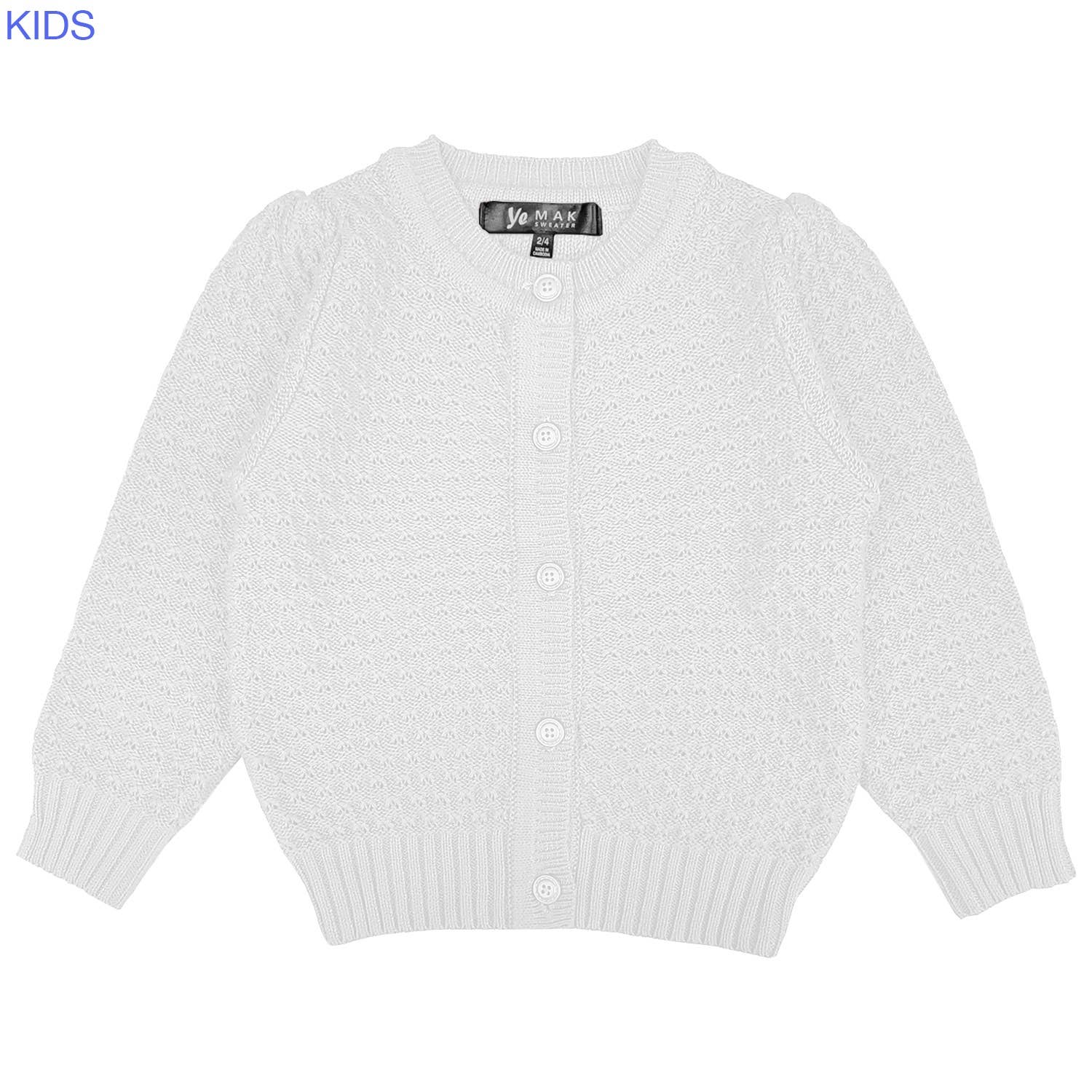 Mak - Vendita all'ingrosso Cardigan - Bambini - Cardigan corto all’uncinetto per bambina con bottoni vintage MK3514KID21