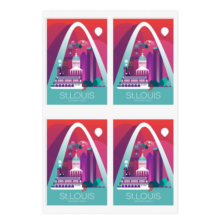 Feuille d'autocollants de St. Louis pour la vente par Max & Oscar