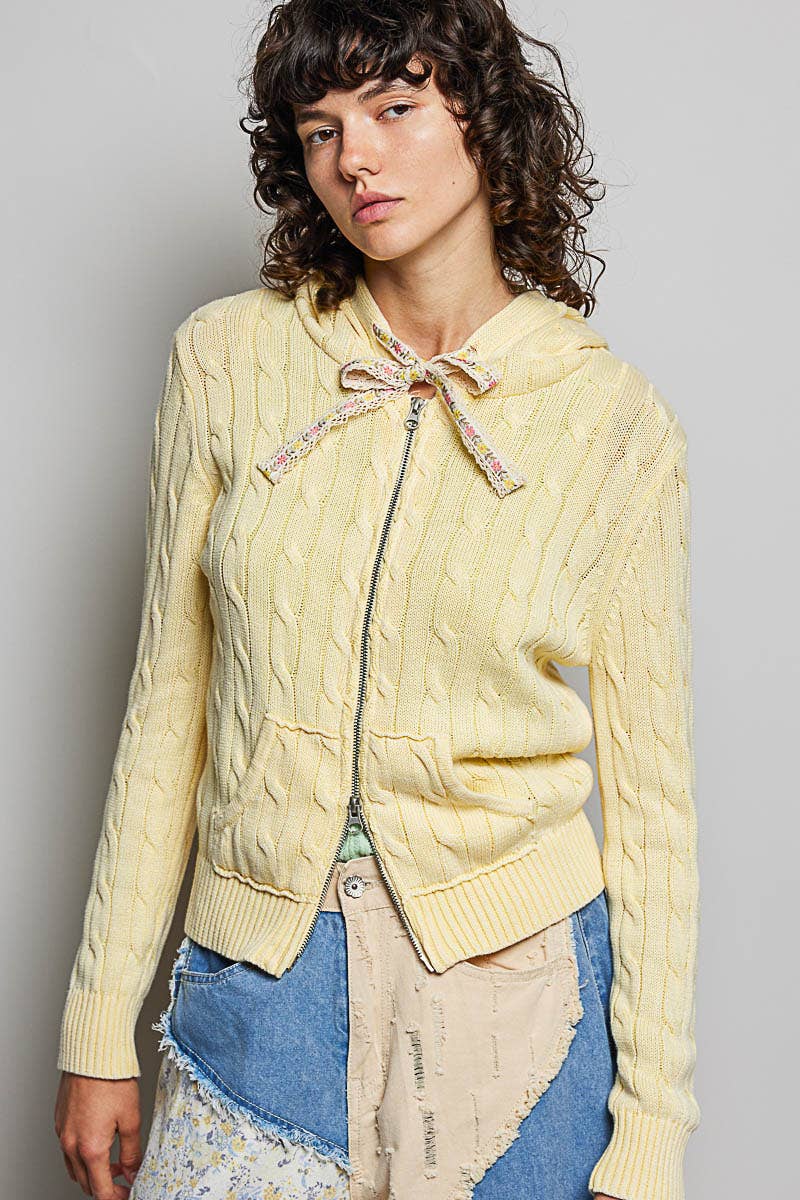 Pol Clothing - Wholesale Hoodie - Women's - Full Sleeve Solid Acrylic Sweater Hoodie Zip Up Knit Top37