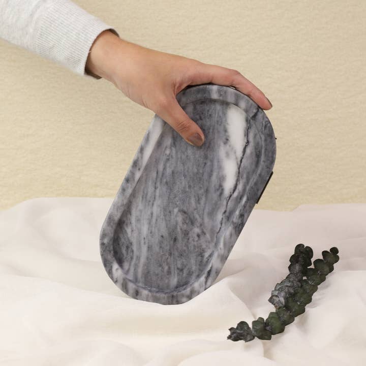 PIETRA DI CASA - Wholesale Decorative Tray - Marble Tray - PAPA ALANA Oval20 - Ruivina10