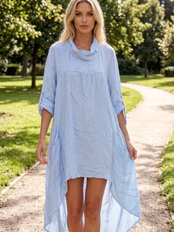 Kleid aus 100% Leinen REF. 71989 für den Großhandel von LÉA & LUC