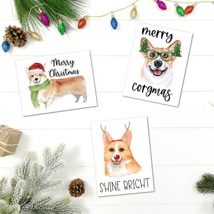 Corgi Dog Breed handgetekende kerstkaart voor de feestdagen voor wholesale door Simply Crafty