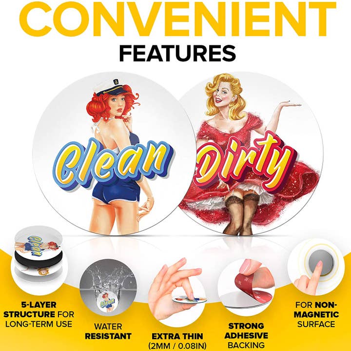 X-bet MAGNET - Vente Aimants - Aimant pour lave-vaisselle Retro Pinup Clean Dirty