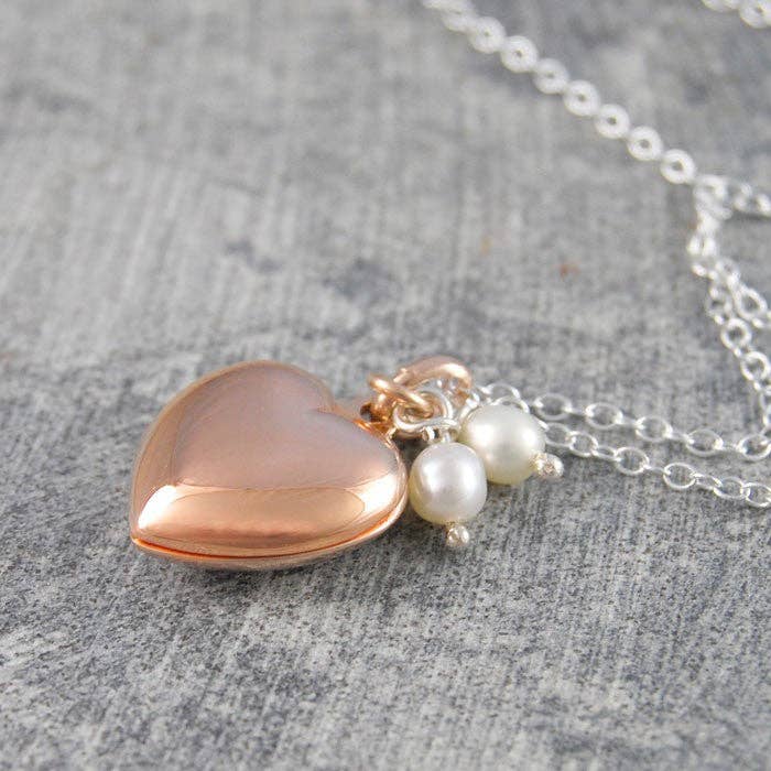 Otis Jaxon London – wholesale Locket necklace – Rose Gold Heart Locket with Pearls6