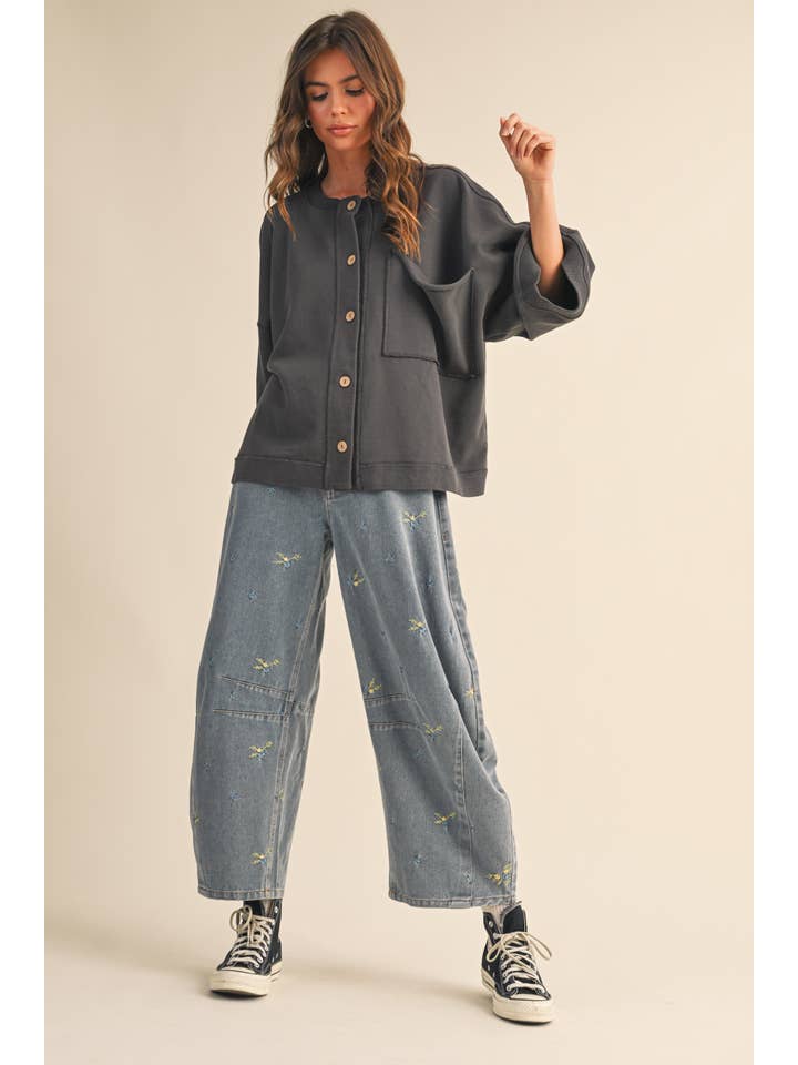 Klesis - Vente Chemise à col boutonné – femme - IJ1589 CHEMISE UNIE SURDIMENSIONNÉE À BOUTONS ET POCHE AVANT12