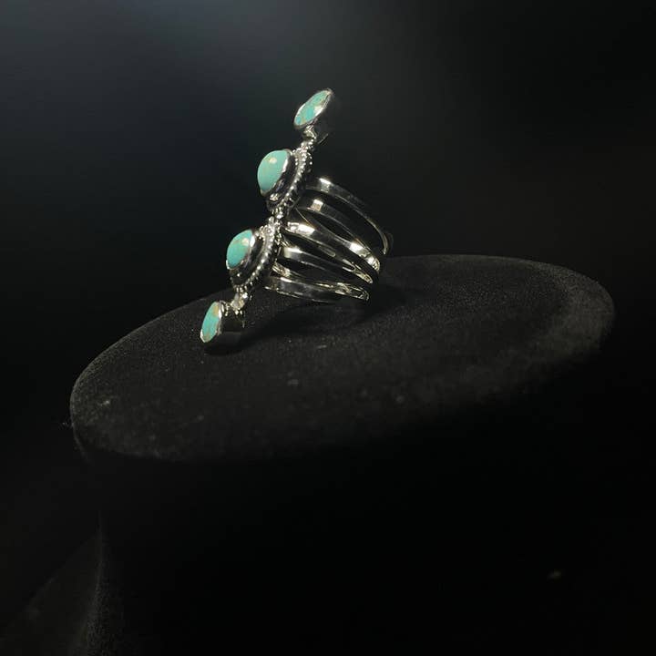 Regul Silver – Engroshandel Statementring – Fire sten sterlingsølvring | Ægte turkis5