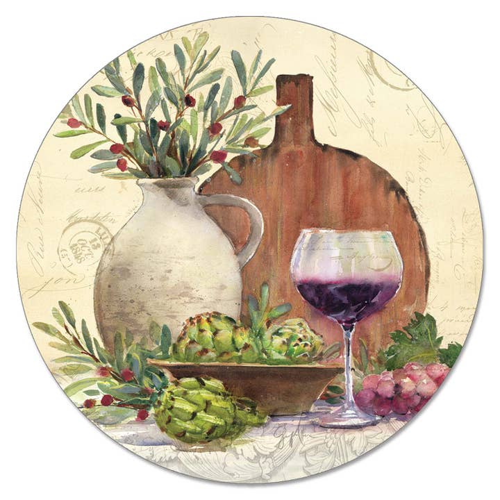 Plateau tournant Lazy Susan pour verre à vin rustique pour la vente par CounterArt/Highland Home/Thirstystone