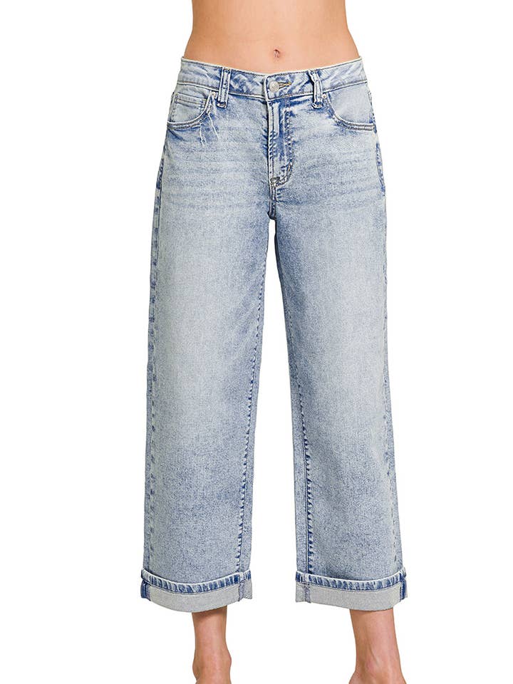 .1203 Manchetteret Lige Ben Afgrødet Denim Bukser SI-29134 for engroshandel hos 42POPS