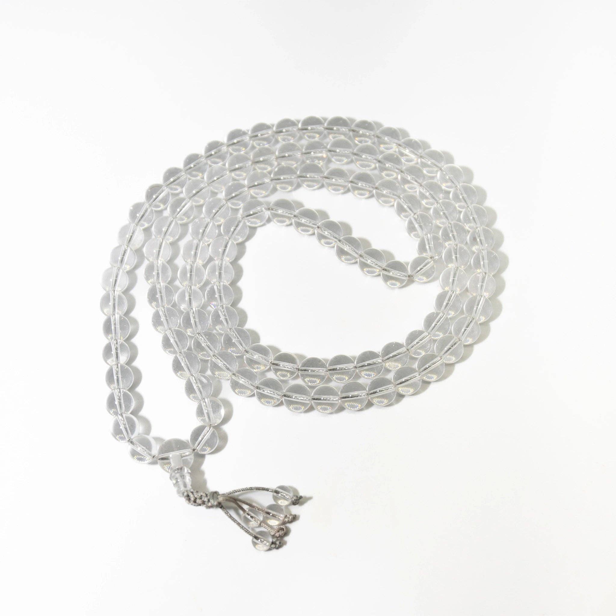 Namu Baru Inc. – Großhandel Gebetskette für den Hals – Zen 108 Bead Mala aus klarem Quarz, Gebetsperlen, 8 mm0