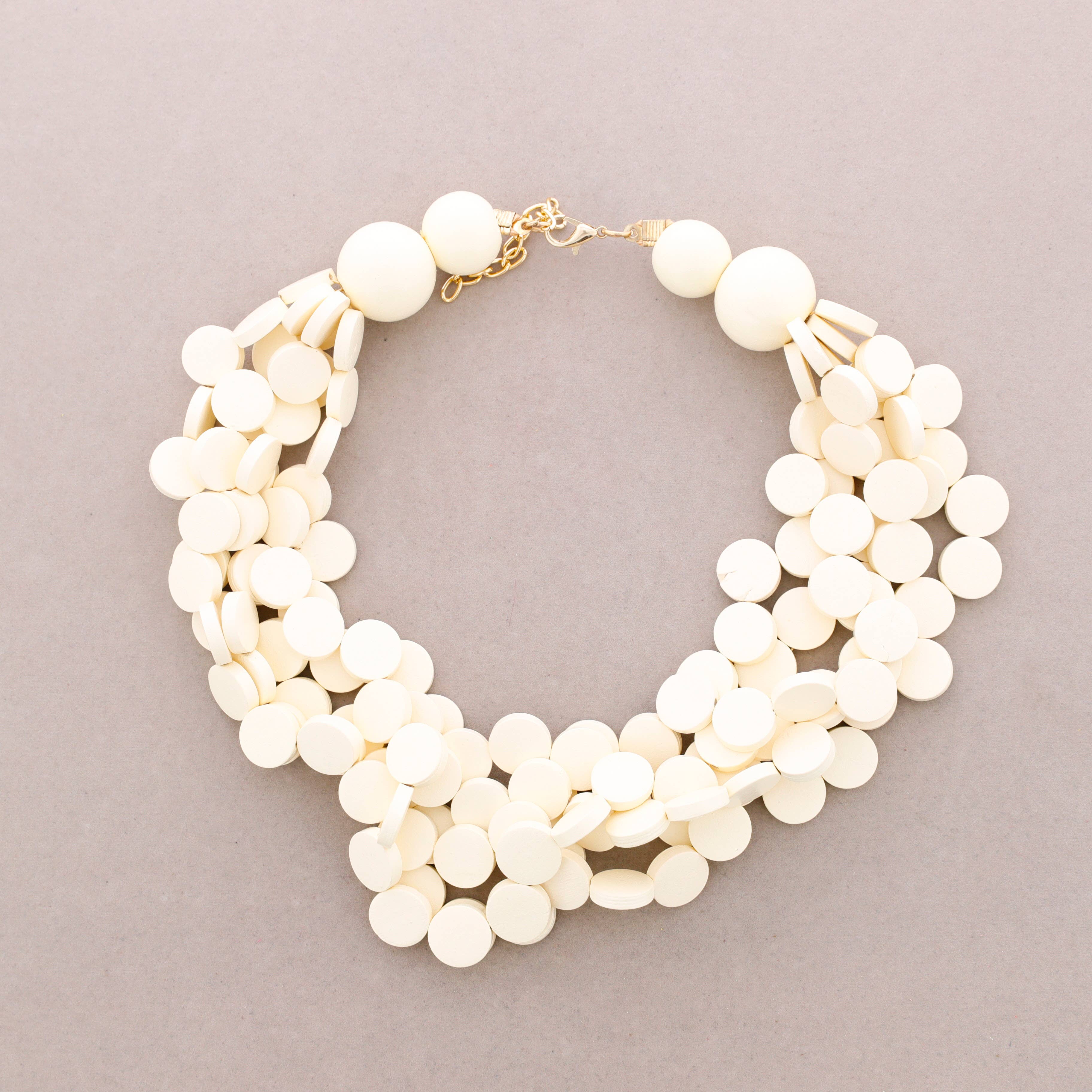 Sonata - Wholesale Bib Necklace - Wooden Medallion Choker4