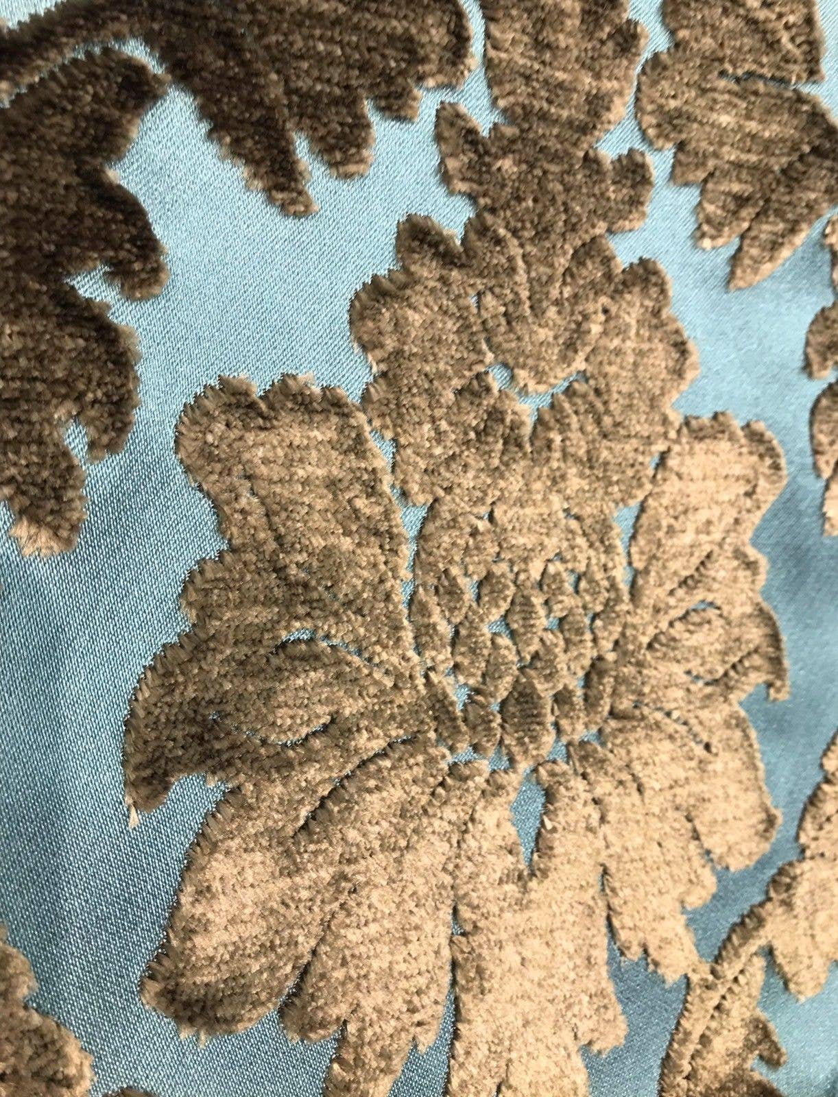 Fancy Styles Fabric - Wholesale Fabric - Emperor Walter Novelty Italian Burnout Damask Chenille Velvet Fabric Bronze & Teal- Upholstery2