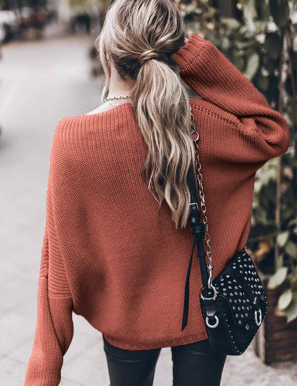 Chicto – Großhandel Strickpullover – Damen – Damen Oversized Pullover Fledermausärmel Stehkragen Jumper Oberteile44