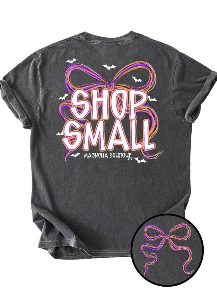 Shop Small Bow and Bats- Custom Boutique Tee- HW1003-DTF-TEE for wholesale by Hustle+Heart