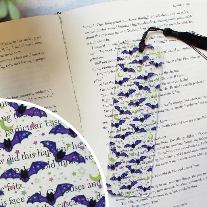 Purple Bats Bookmark for wholesale by Pearl's Custom Creations