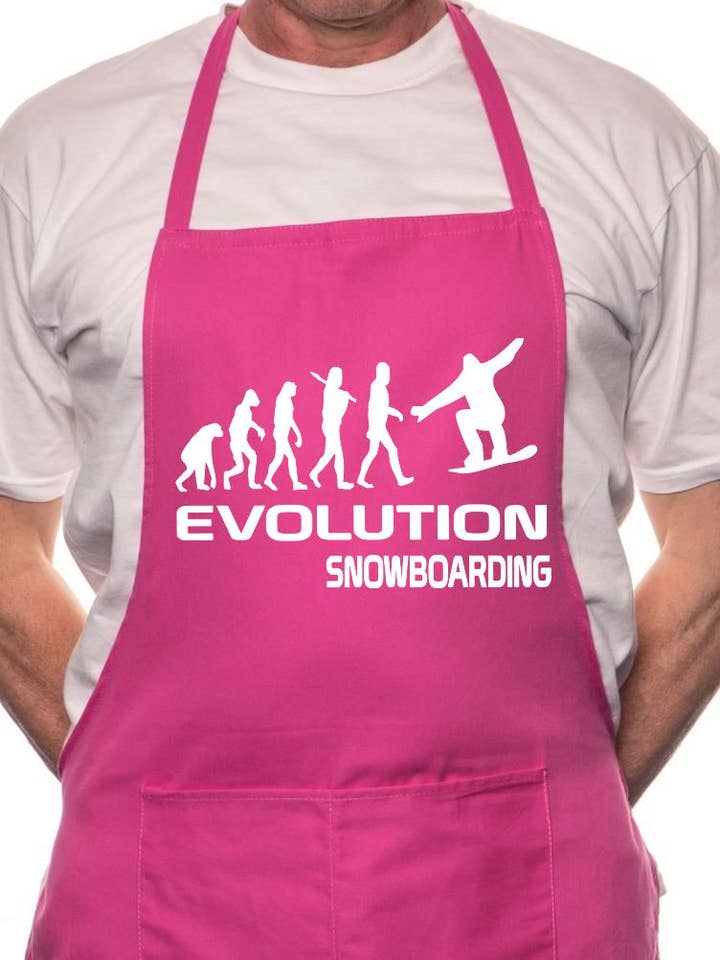 Adult Evolution Of Snowboarding BBQ Cooking Funny Novelty Apron for wholesale by Print4U