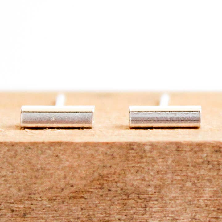Sterling Silver Square Bar Stud Earrings for wholesale by Tribomo