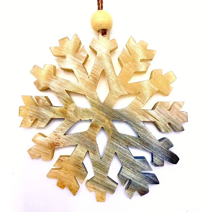 Snowflakes Horn Ornament for wholesale by Blossom Inspirations