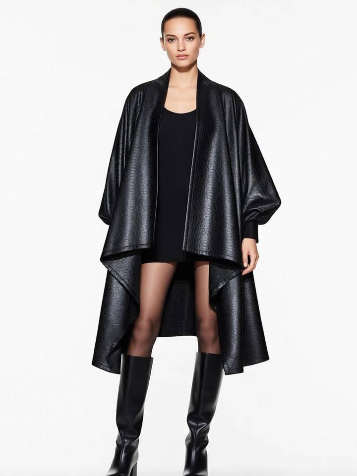 CASACO CURVY COMPRIDO DE PELE SINTÉTICA MULHER por atacado de Kis 2