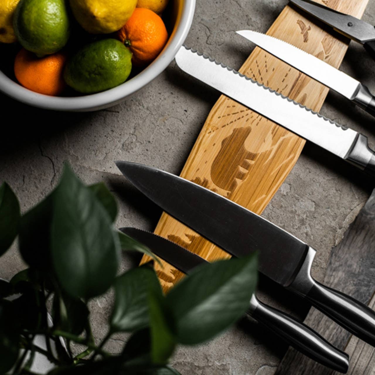 Rudderr, LLC/MintBucket - Wholesale Knife Storage - 16" Premium Magnetic Engraved Knife Holder for Wall - Bear5