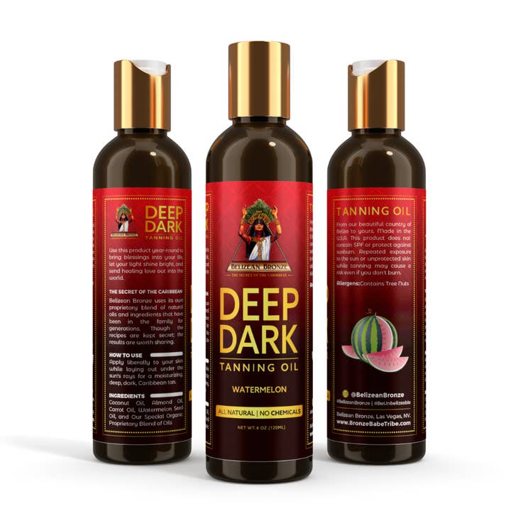 4 oz. Deep Dark Watermelon Tanning Oil for wholesale by Belizean Bronze